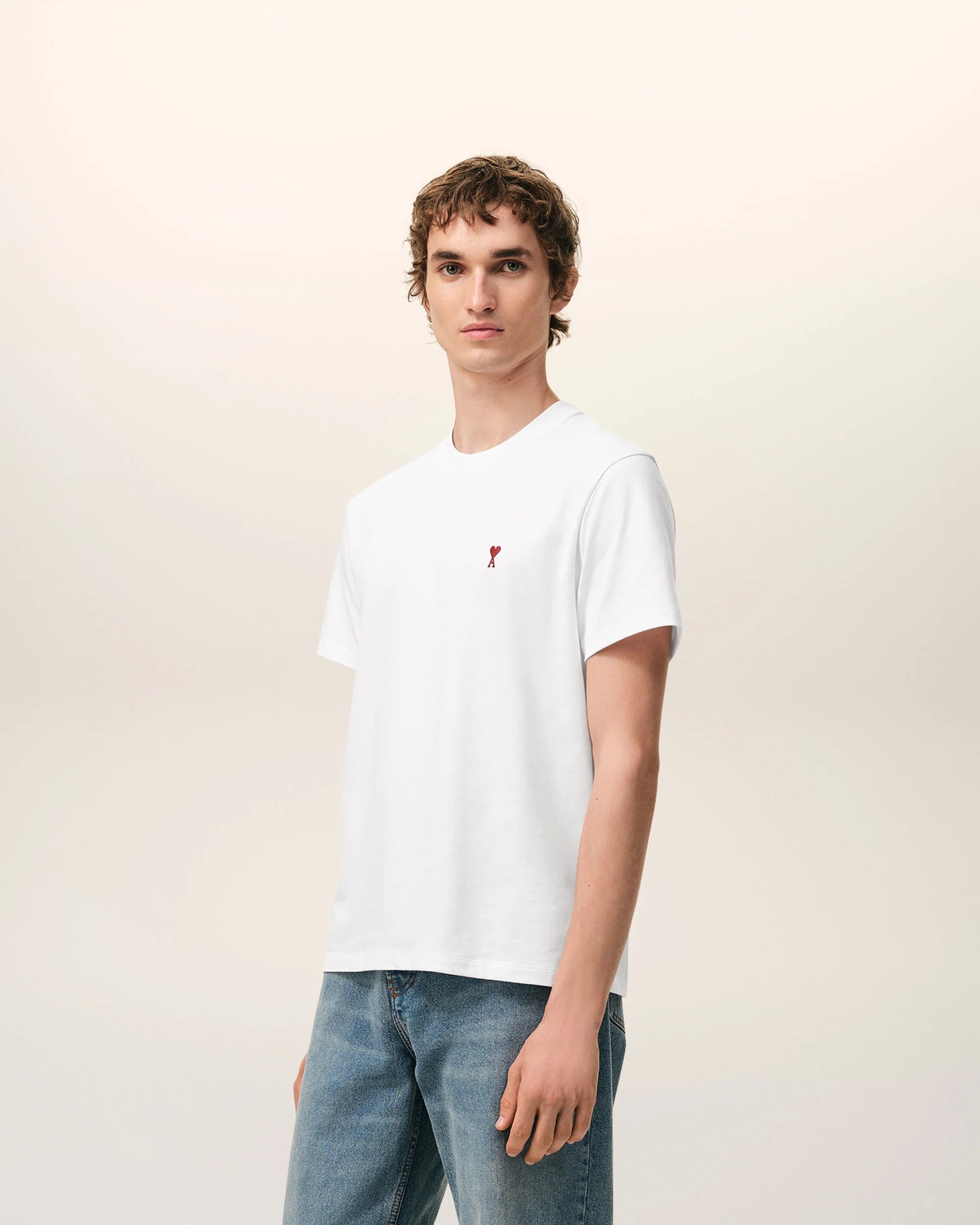 T-Shirt Bianca Cuore Rosso Ami Paris