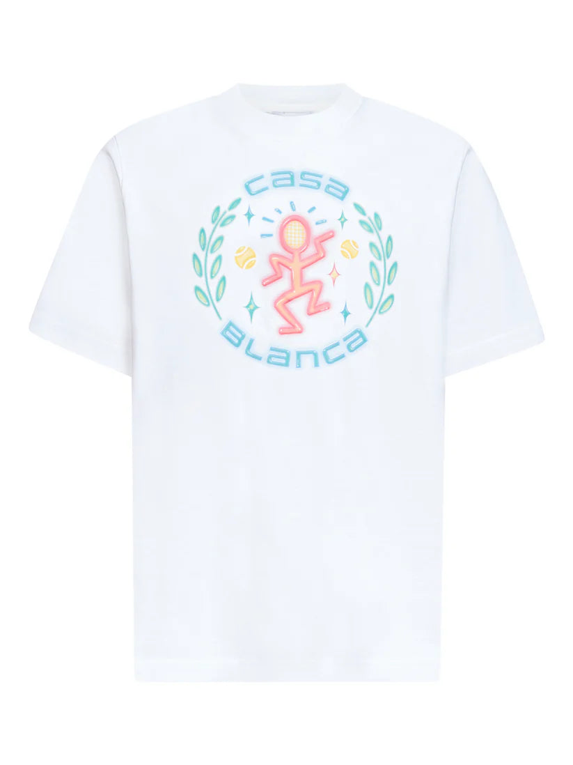 T-Shirt Bianca Stampa Omino Logo Casablanca