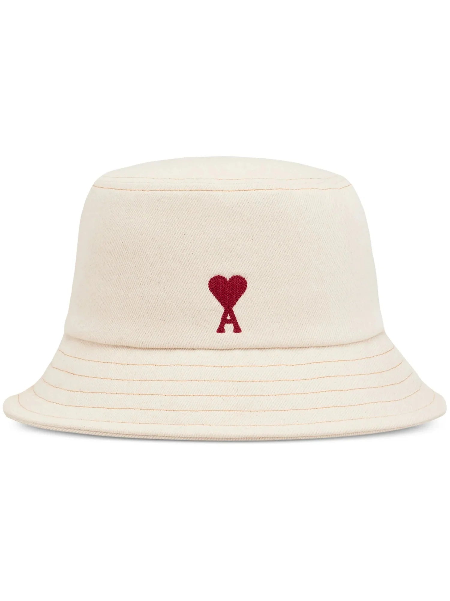 Cappello Bianco Pescatore con Logo Cuore Rosso Ami Paris