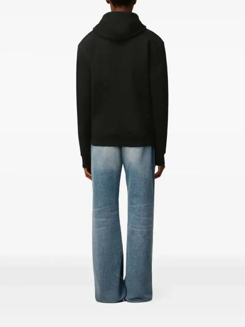 Felpa Nera con Cappuccio e Cuore Ami Paris