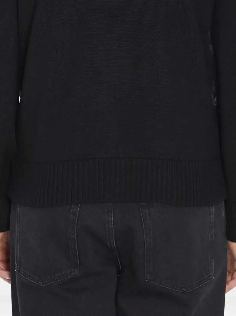 Giubbino Nero Tricot in Tessuto Tecnico e Lana Logo Manica Moncler