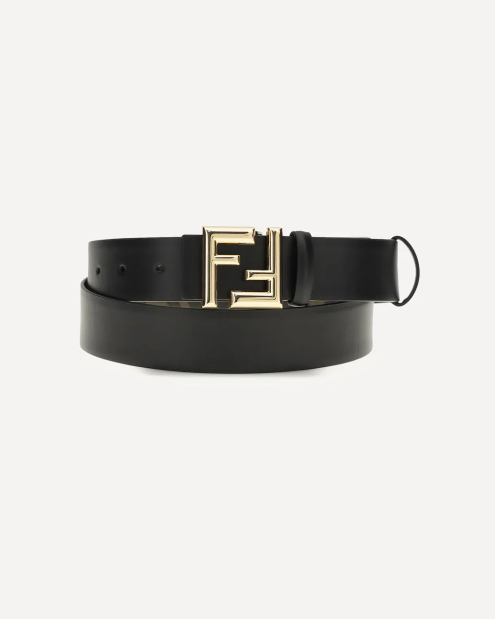Cintura Marrone Reversibile in Pelle Logo FF Fibbia Oro Fendi