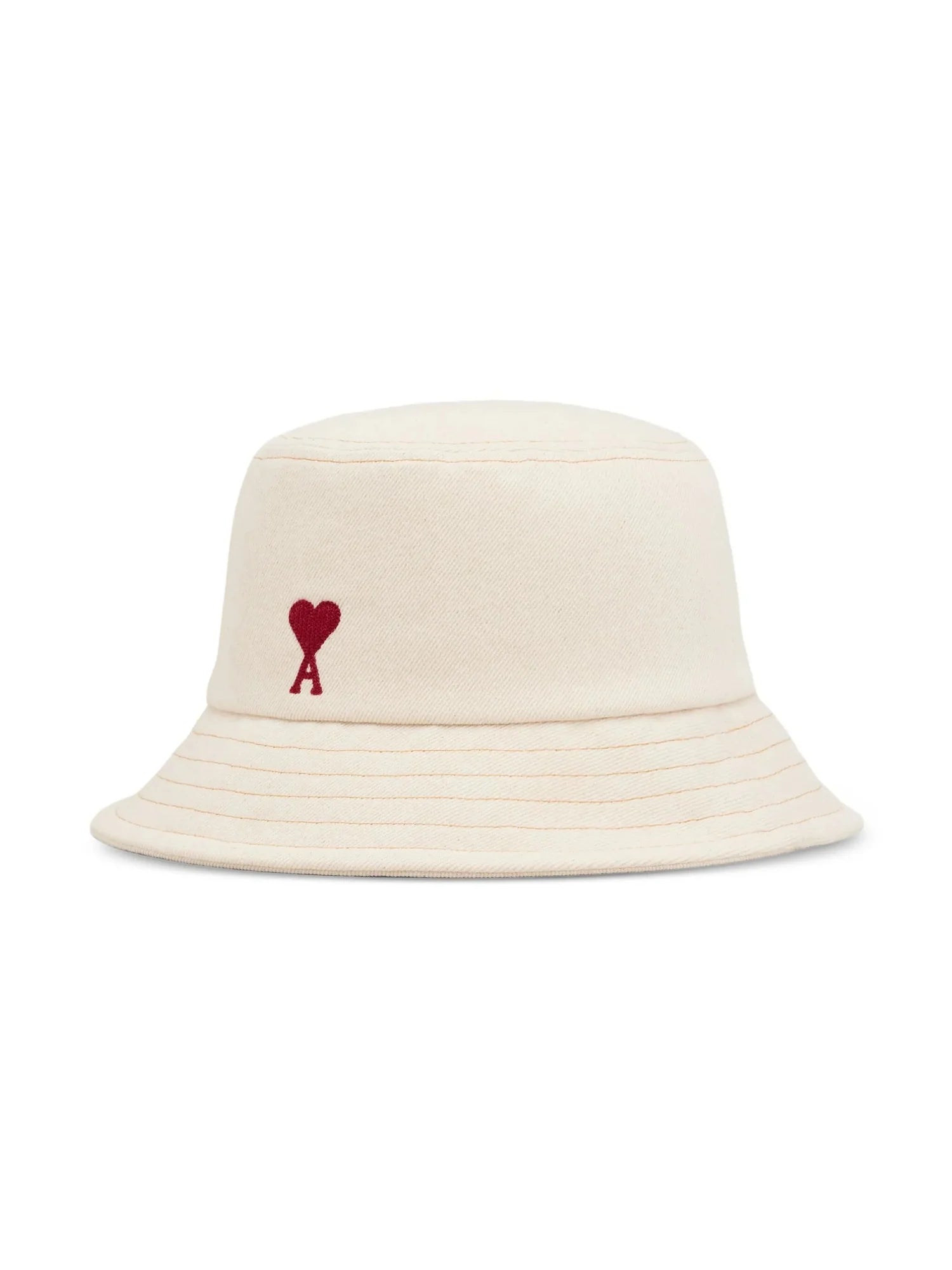 Cappello Bianco Pescatore con Logo Cuore Rosso Ami Paris