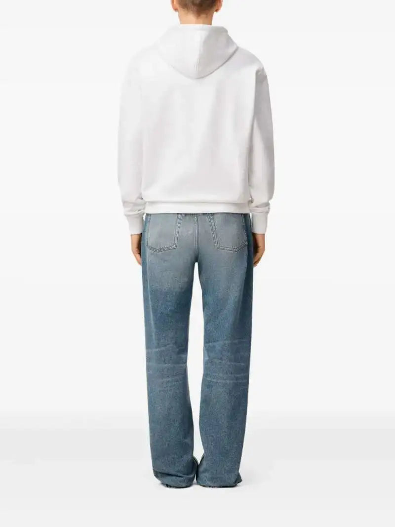 Felpa Bianca con Cappuccio Cuore Nero Ami Paris