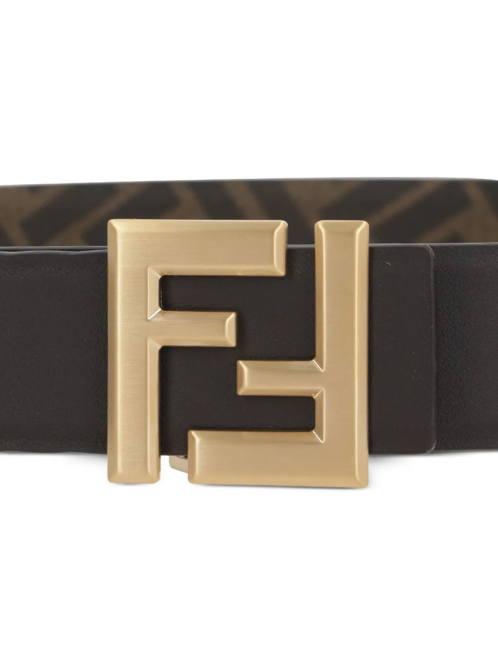 Cintura Marrone Zucca Reversibile Logo Oro Fendi