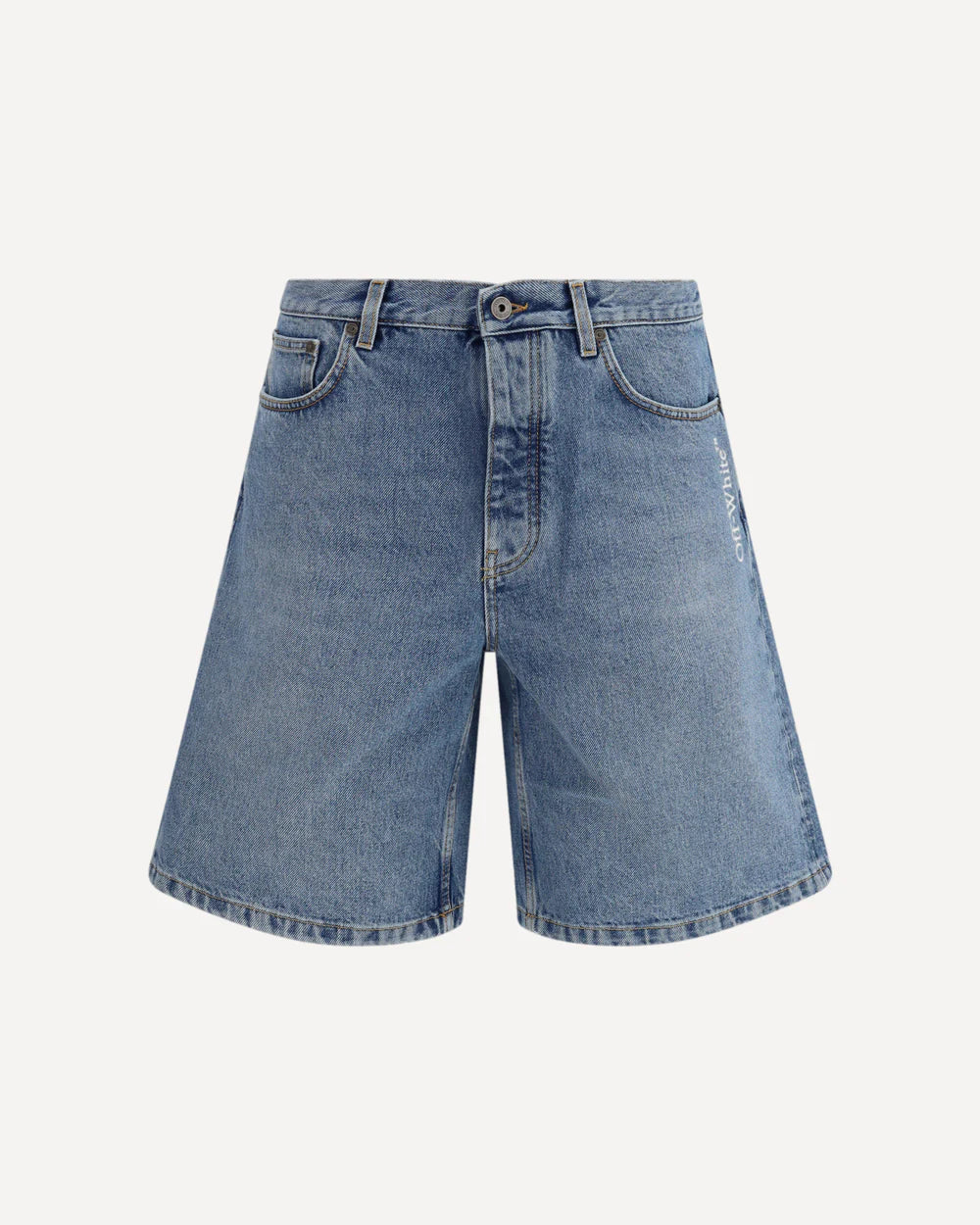 Shorts in Denim Logo Off-White