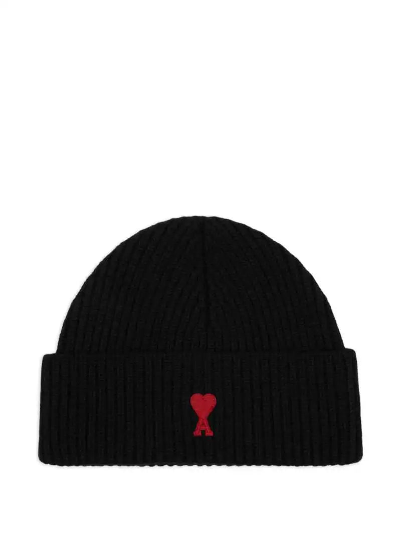 Cappello Nero in Lana Cuore Rosso Ami Paris