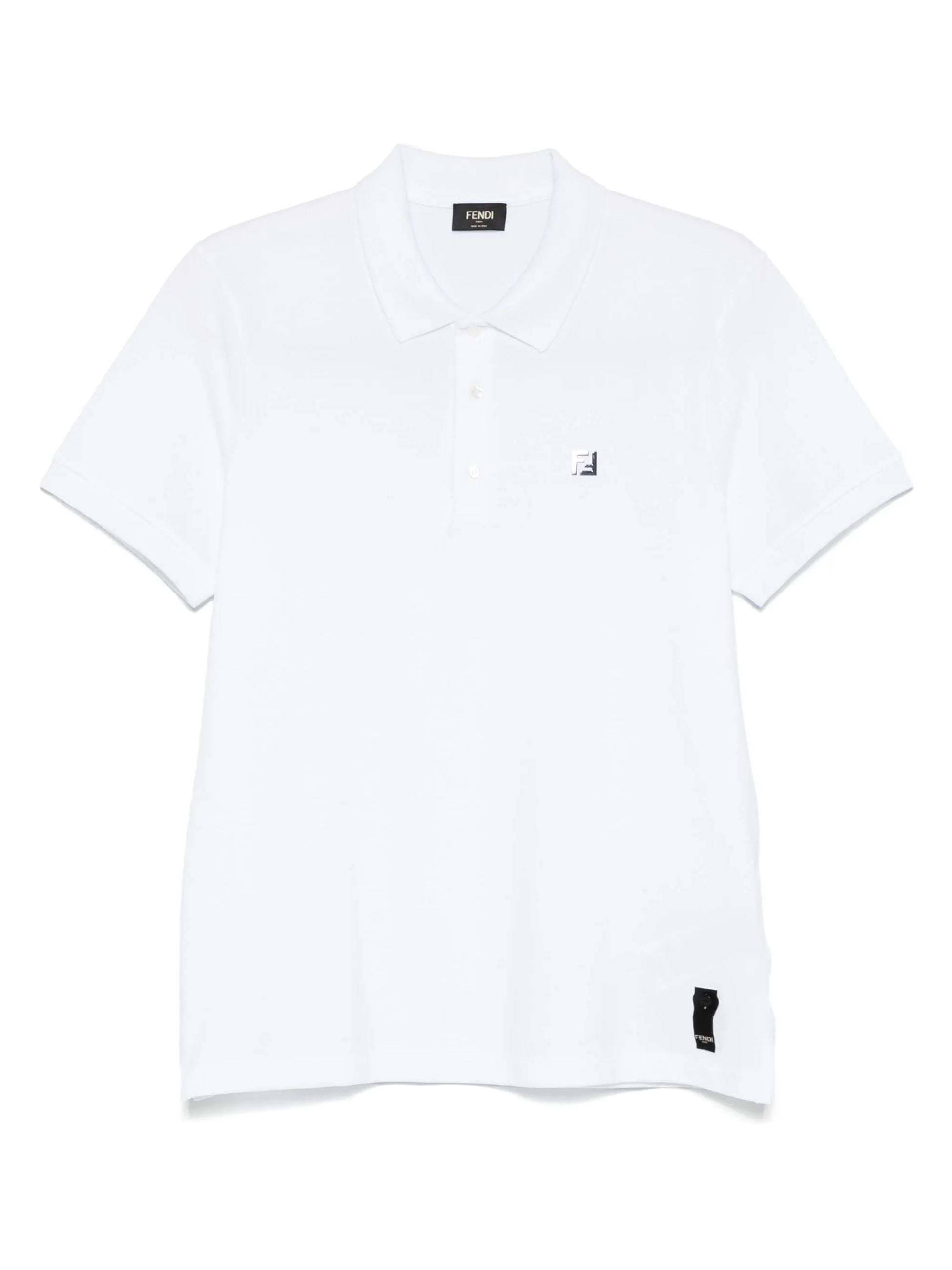 Polo Bianca Logo Metallico FF Fendi