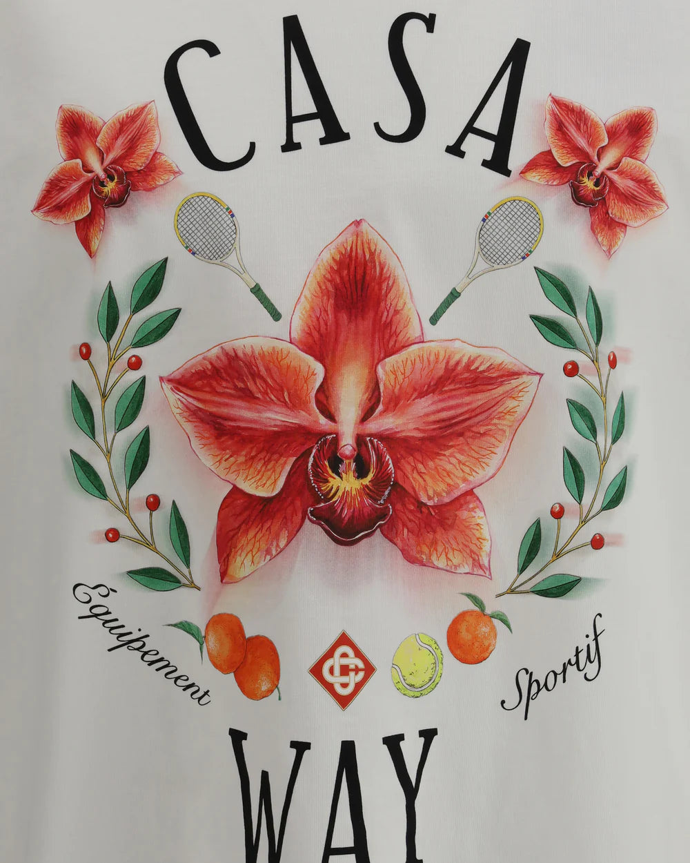 T-Shirt Bianca Stampa Orchidea Casablanca