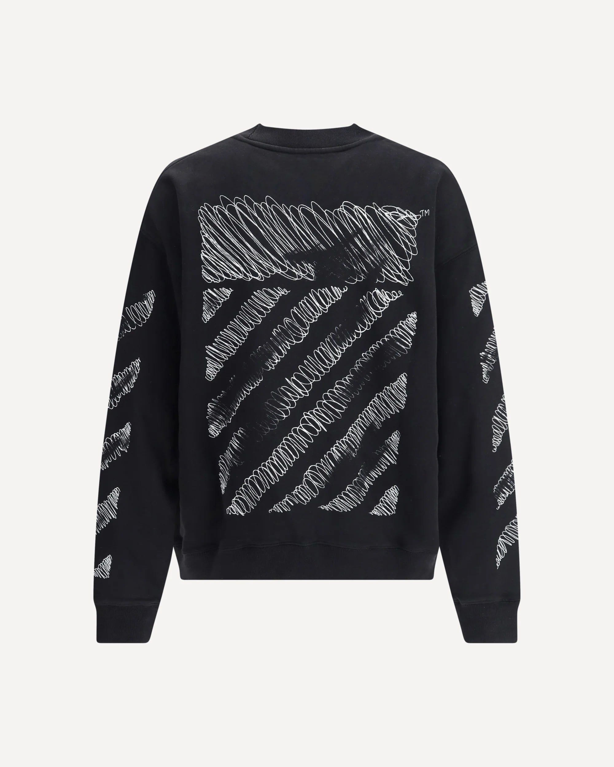 Felpa Nera Girocollo Diag Scribble Stampa Retro Off-White