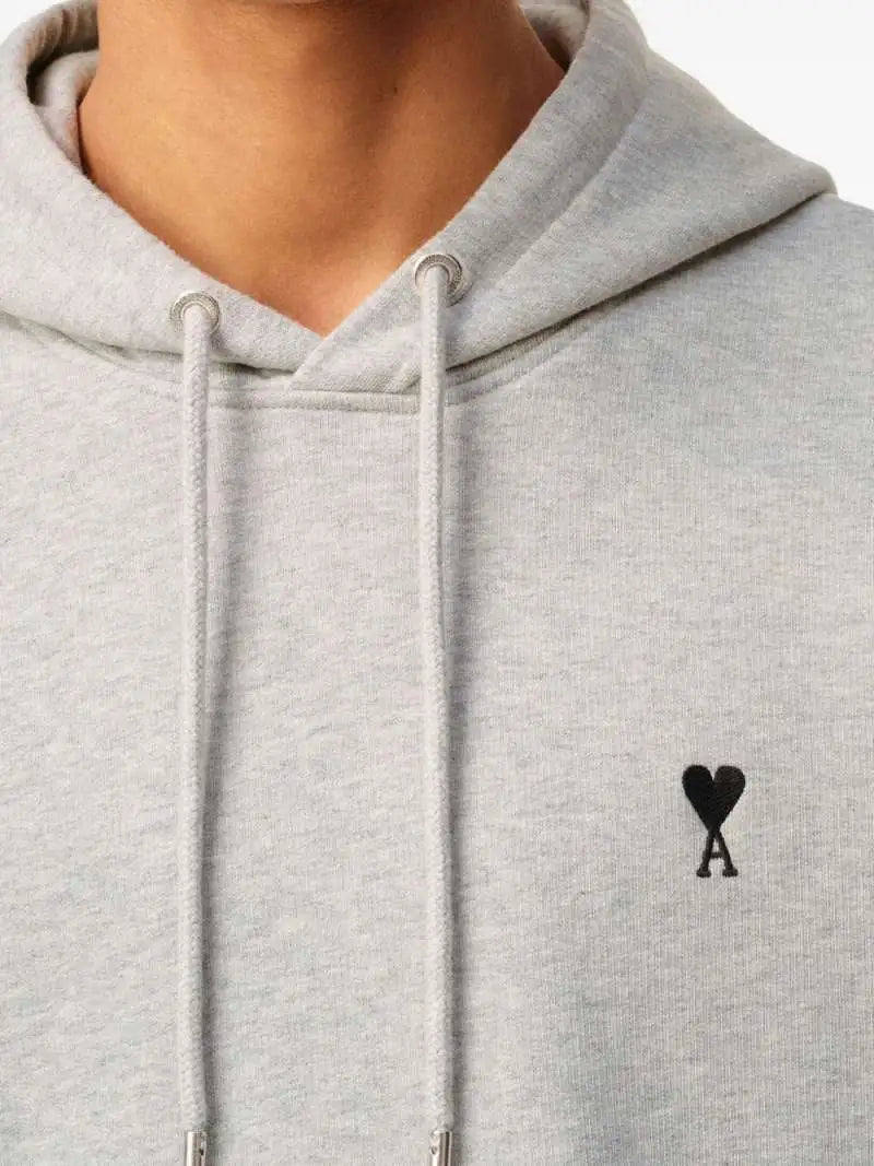 Felpa Grigia con Cappuccio e Cuore Ami Paris