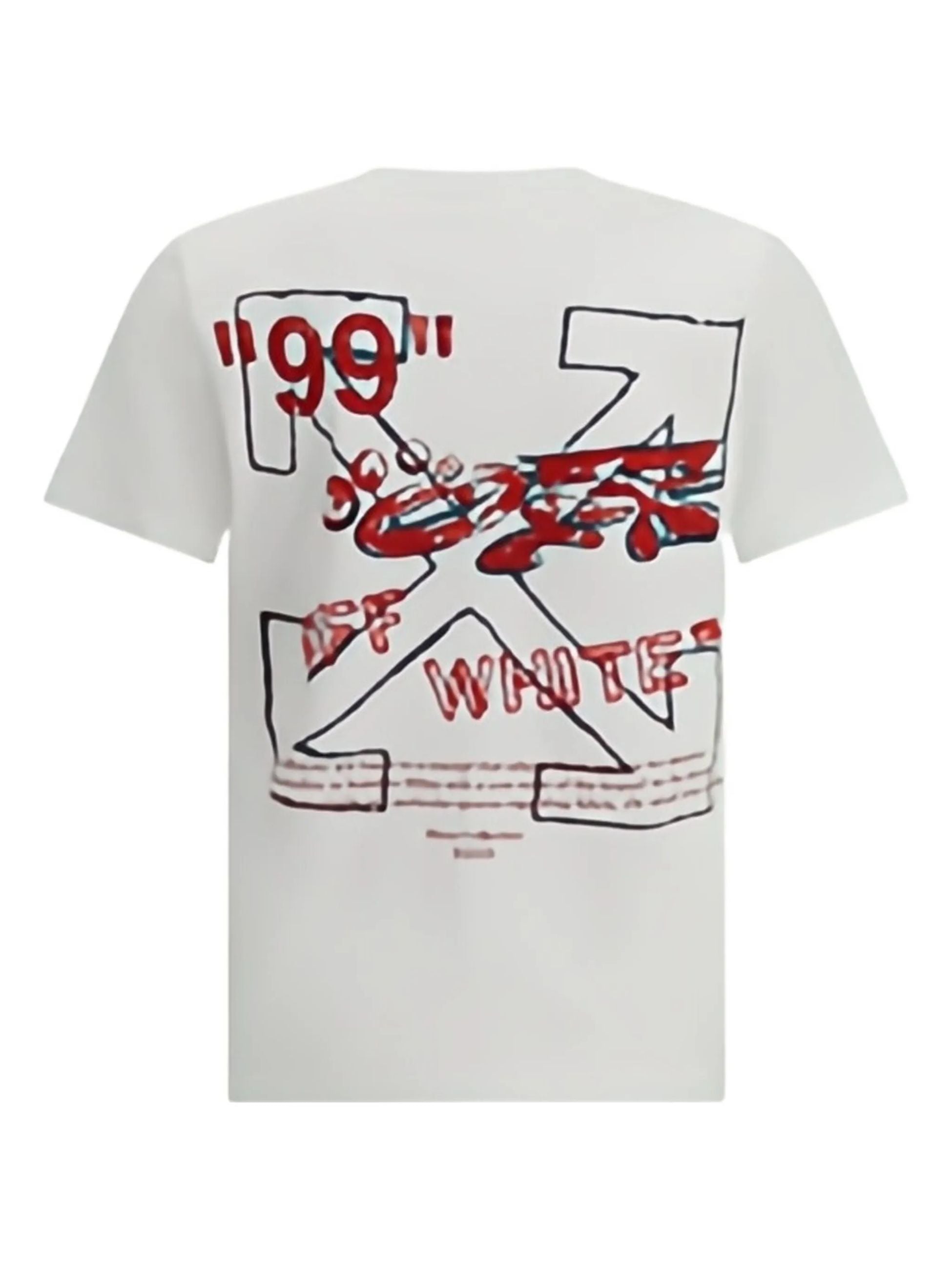 T-Shirt Bianca Stampa Retro Arrow Rossa Off-White