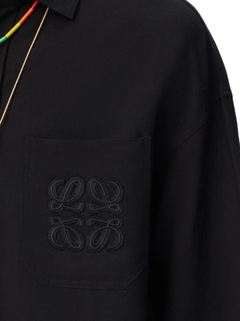 Camicia Nera Paula's Ibiza Shirt Logo Loewe