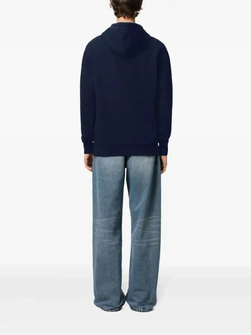 Felpa Blu con Cappuccio Cuore Bianco Ami Paris