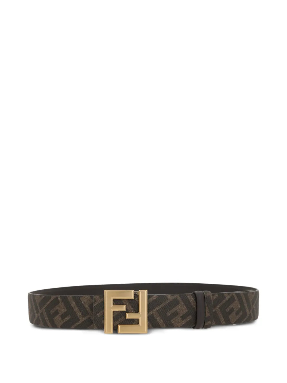 Cintura Marrone Zucca Reversibile Logo Oro Fendi
