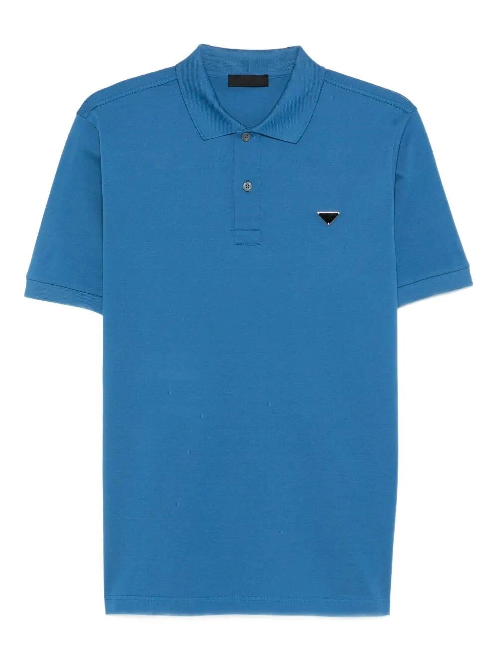 Polo Azzurra Logo Placchetta Metallica Prada