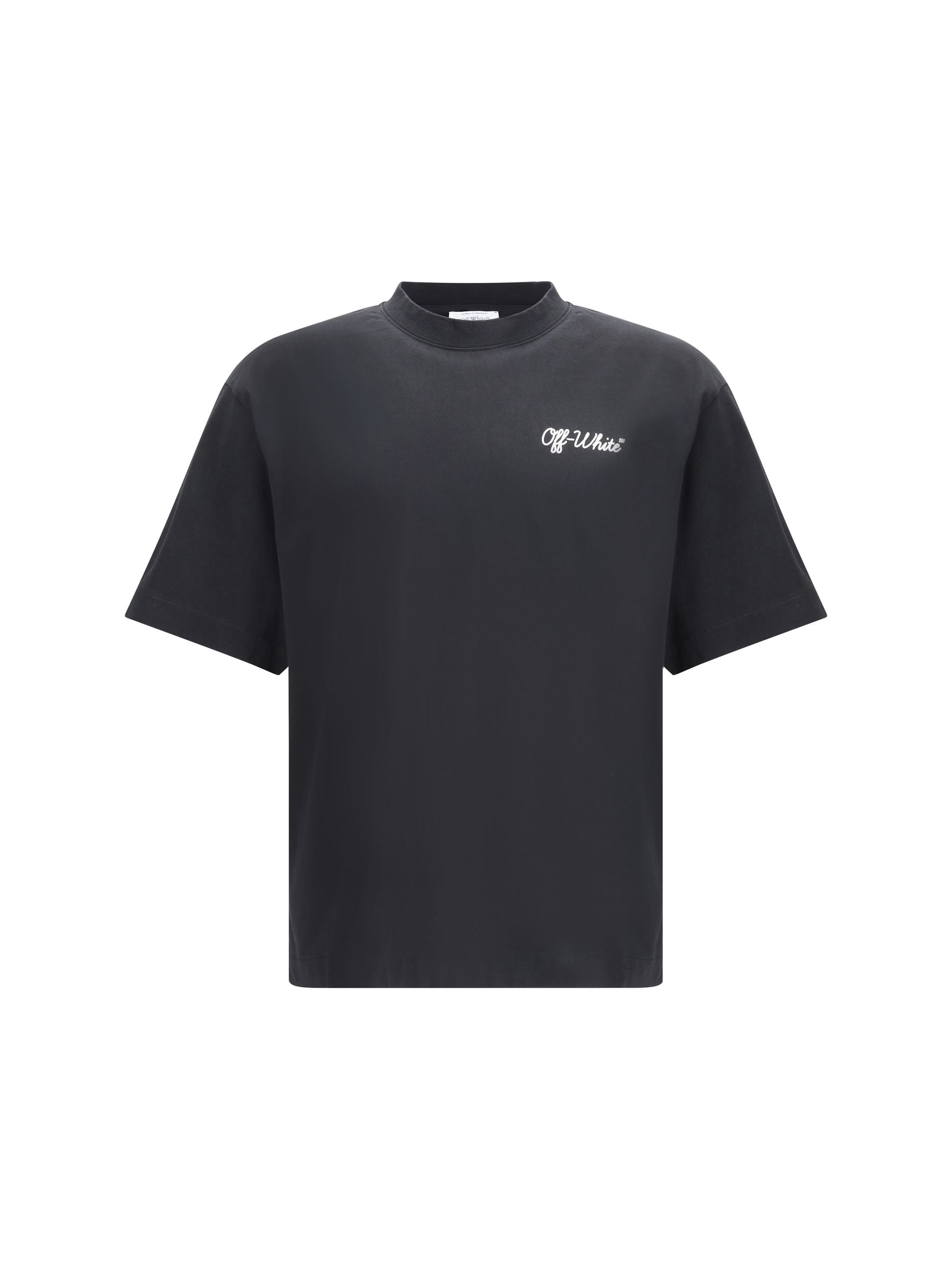 T-Shirt Nera Logo Scritta Retro Off-White