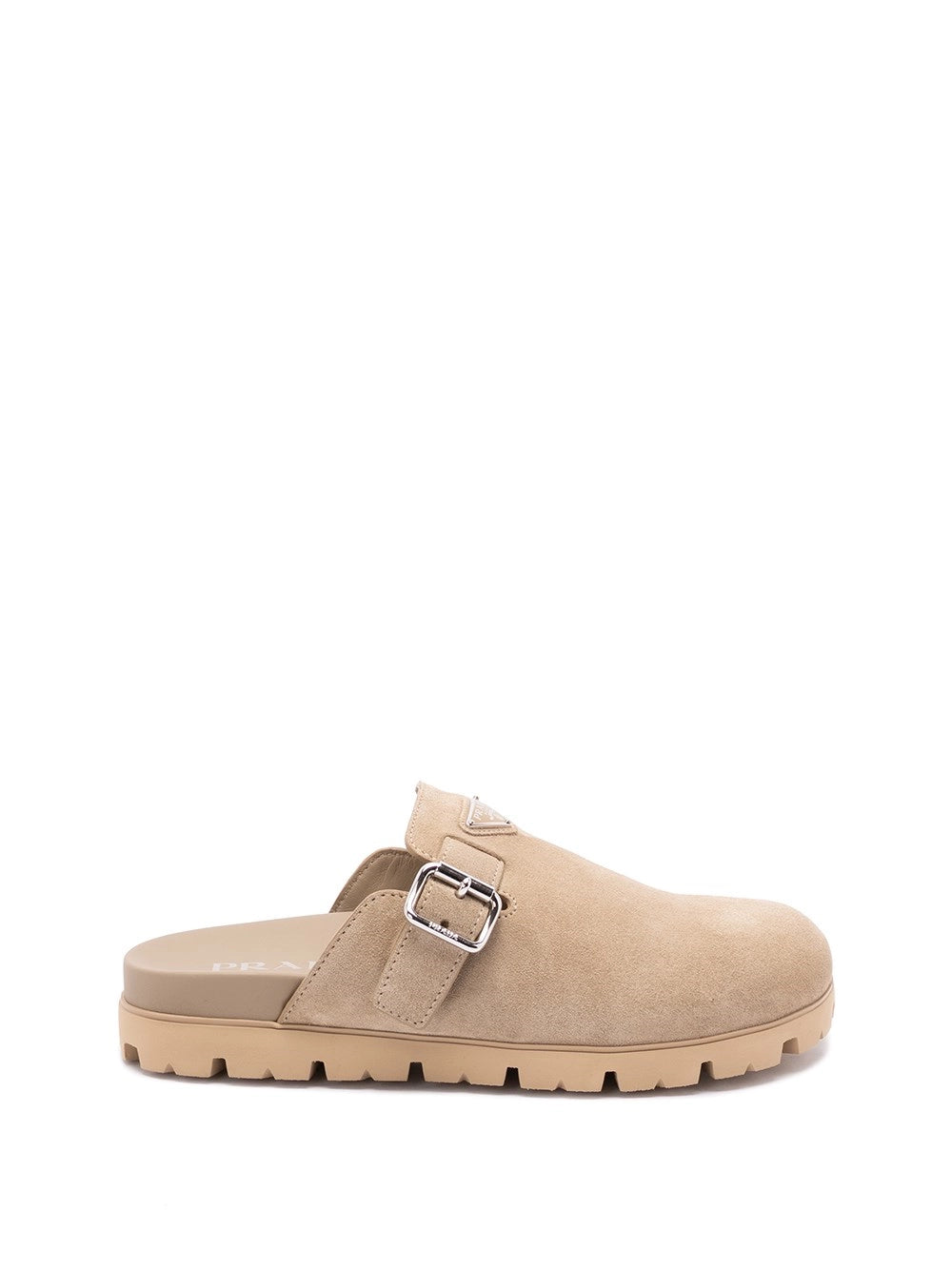 Sabot Suede Beige Logo Prada