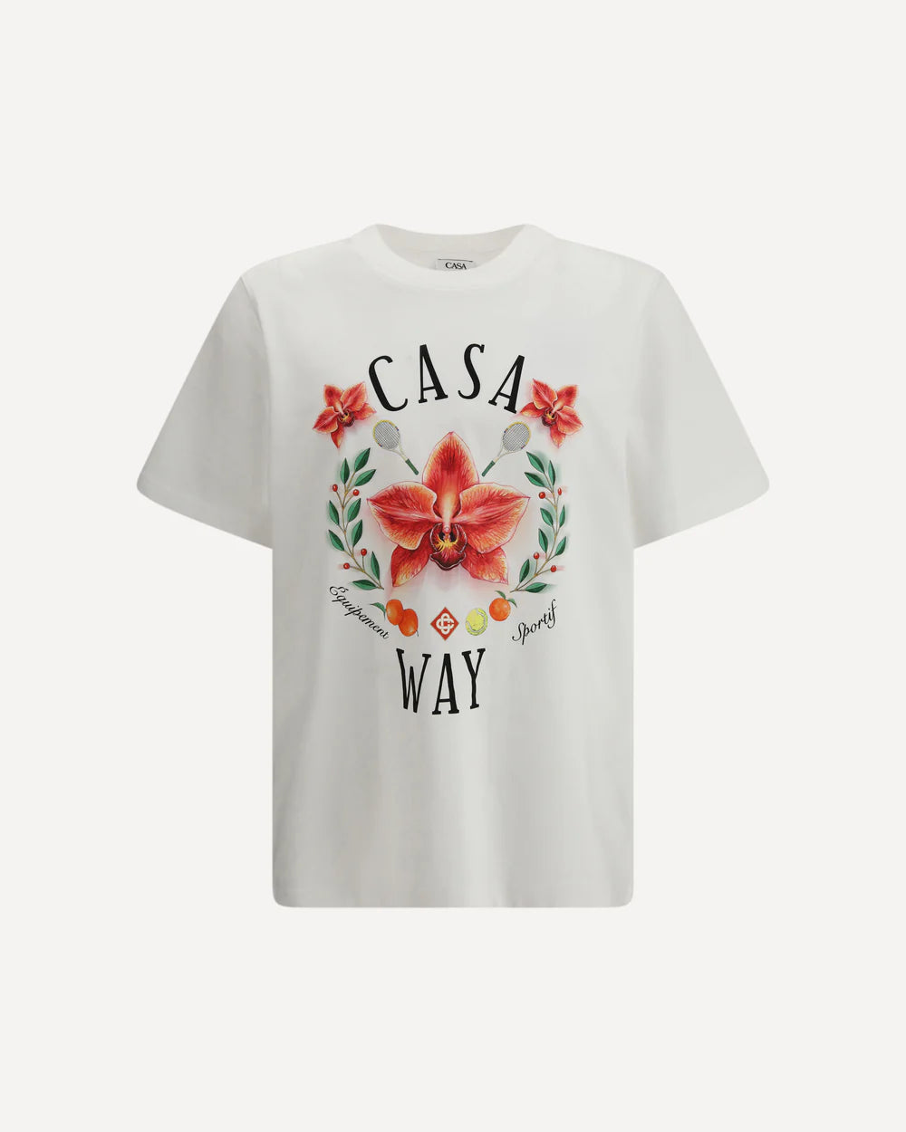 T-Shirt Bianca Stampa Orchidea Casablanca