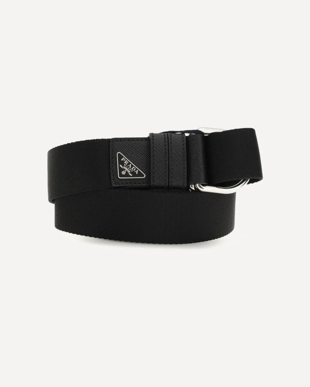 Cintura Nera in Nylon Nastro Prada