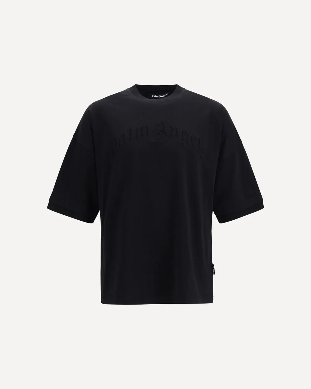 T-Shirt Nera Curved Logo Double Layer Palm Angels