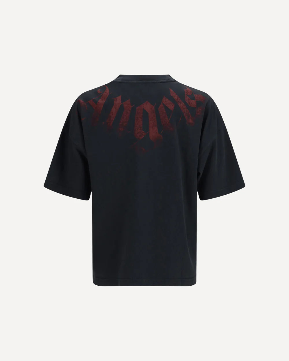 T-Shirt Nera Scritta Grande Collo Palm Angels