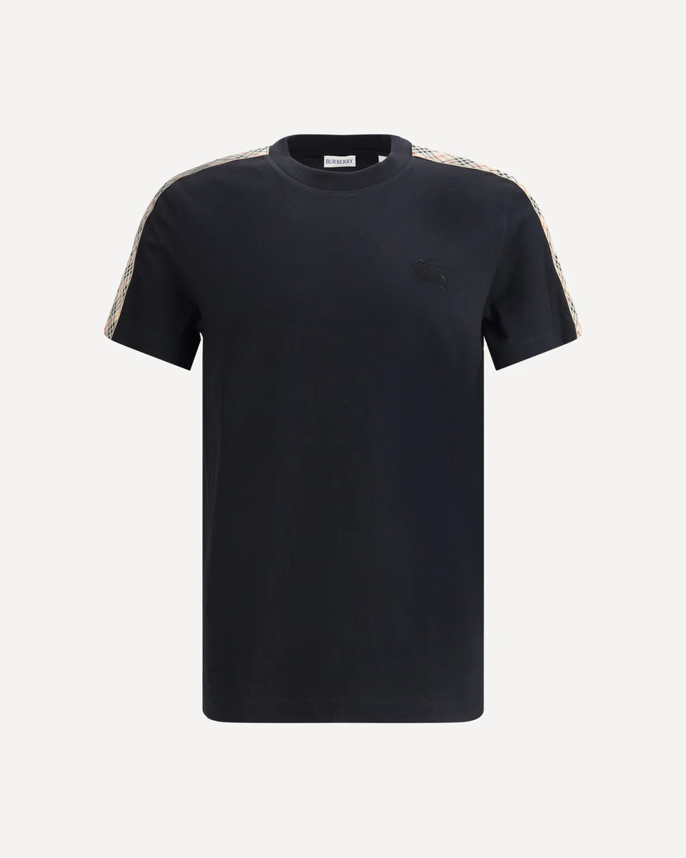 T-Shirt Nera Striscia Check Spalle Burberry