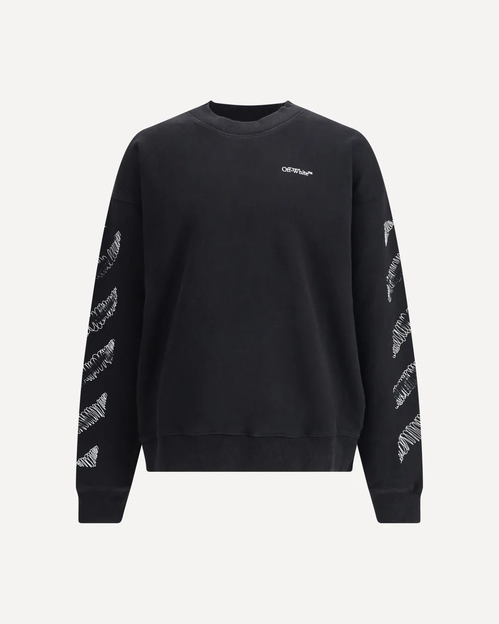 Felpa Nera Girocollo Diag Scribble Stampa Retro Off-White