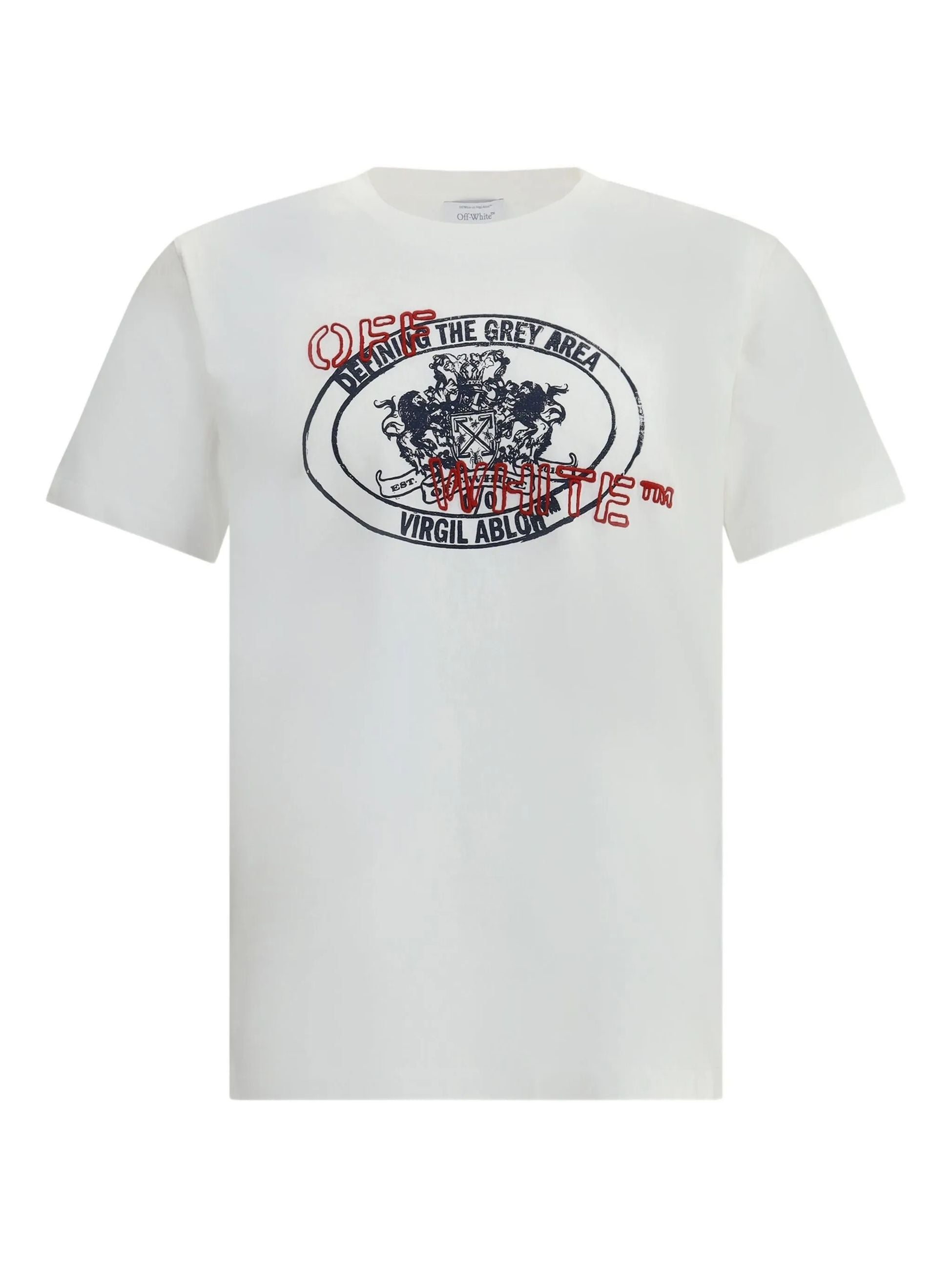 T-Shirt Bianca Stampa Retro Arrow Rossa Off-White