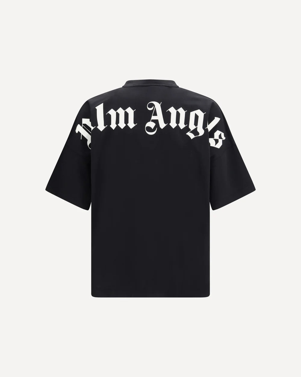 T-Shirt Nera Classic Scritta Logo Retro e Collo Palm Angels