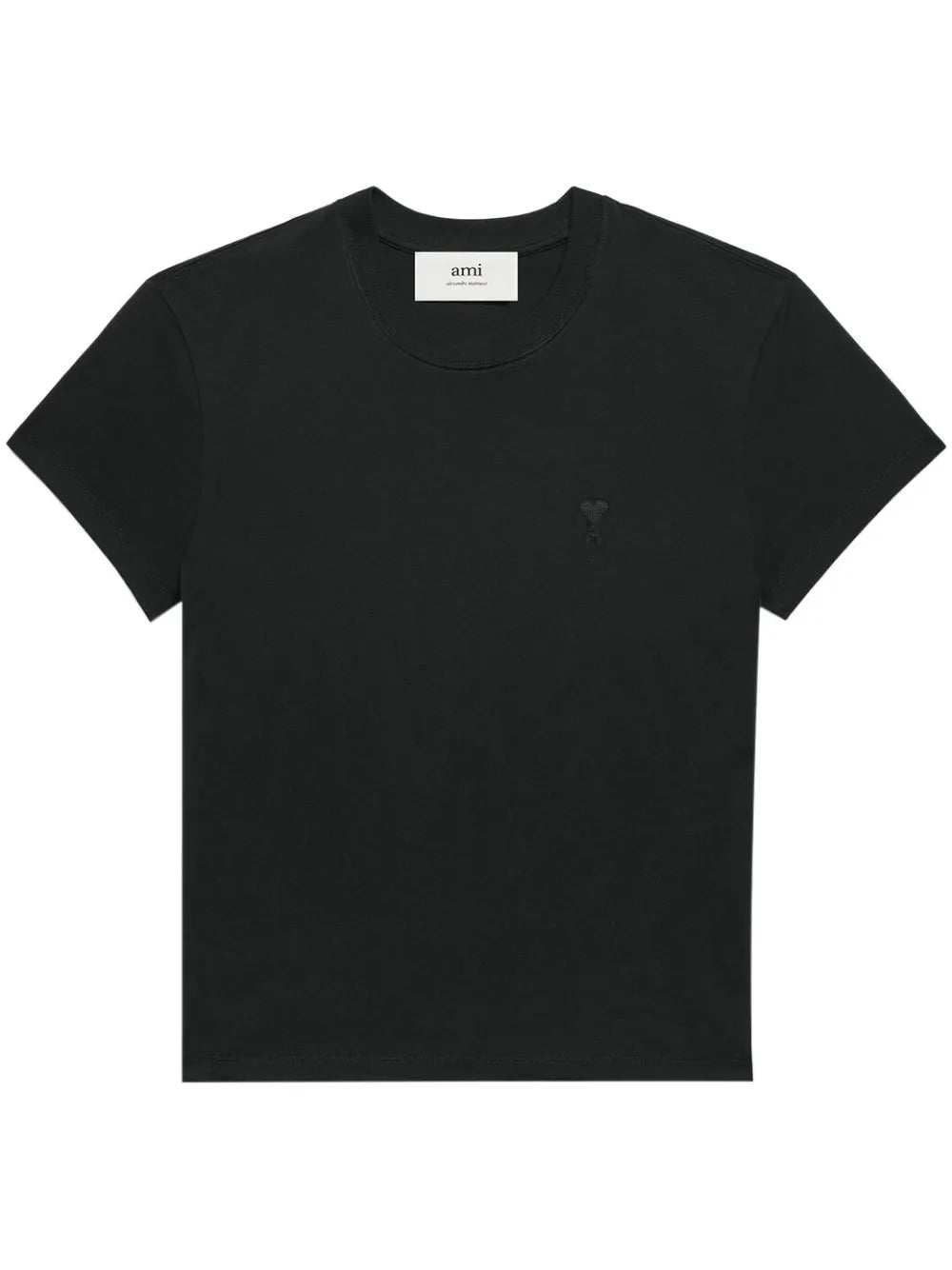 T-Shirt Nera Logo Cuore Tinta su Tinta Ami Paris