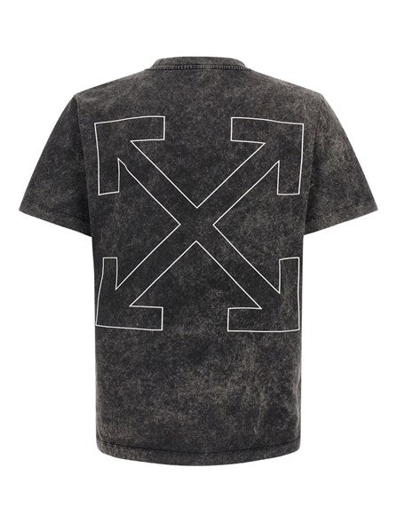 T-Shirt Grigia Stampa Retro Outline Off-White