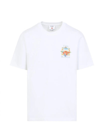 T-Shirt Bianca Stampa Retro Tennis Marrakech Casablanca