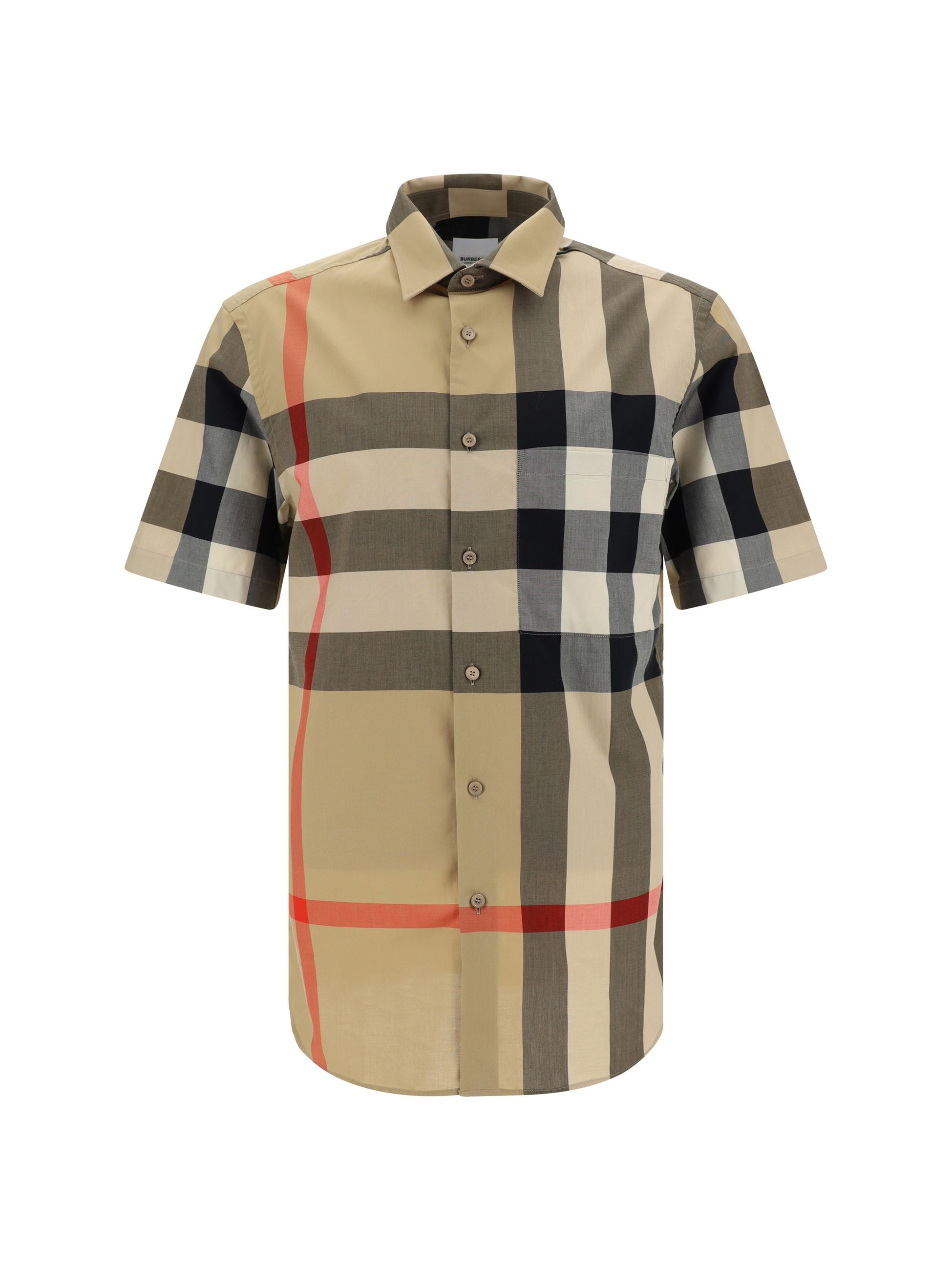 Camicia Burberry Mezze Maniche Logo All Over Check