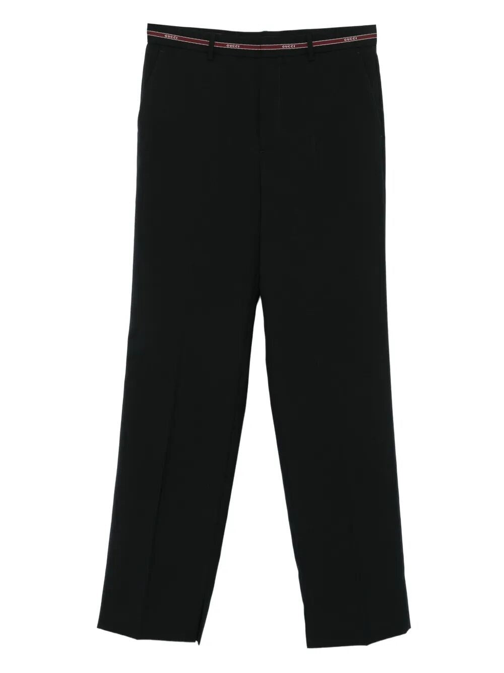 Pantalone Blu Scuro con Bustino Logo Scritta Gucci
