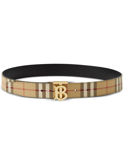 CINTURA REVERSIBILE CHECK BURBERRY FIBBIA ORO