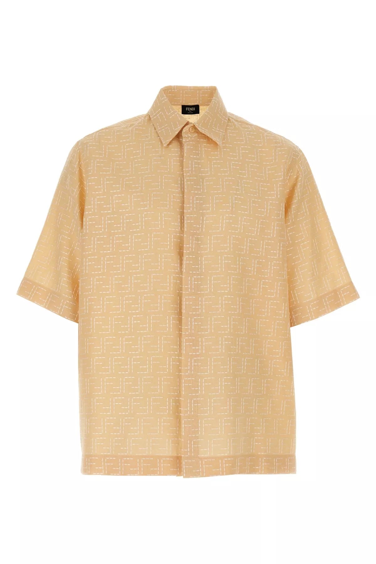 Camicia Gialla Logo All Over Fendi