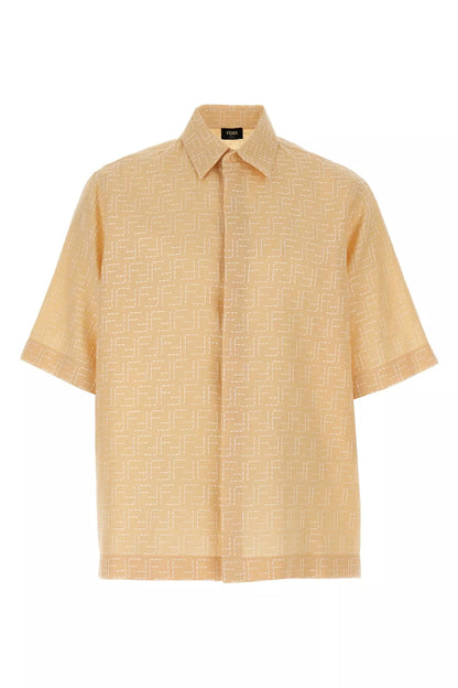 Camicia Gialla Logo All Over Fendi