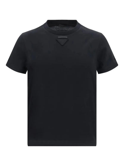 T-Shirt Nera Logo Petto Prada