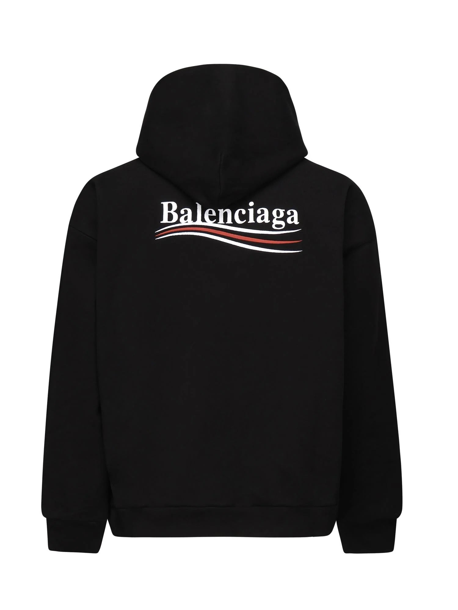 Felpa Nera con Cappuccio Logo Scritta Retro Balenciaga