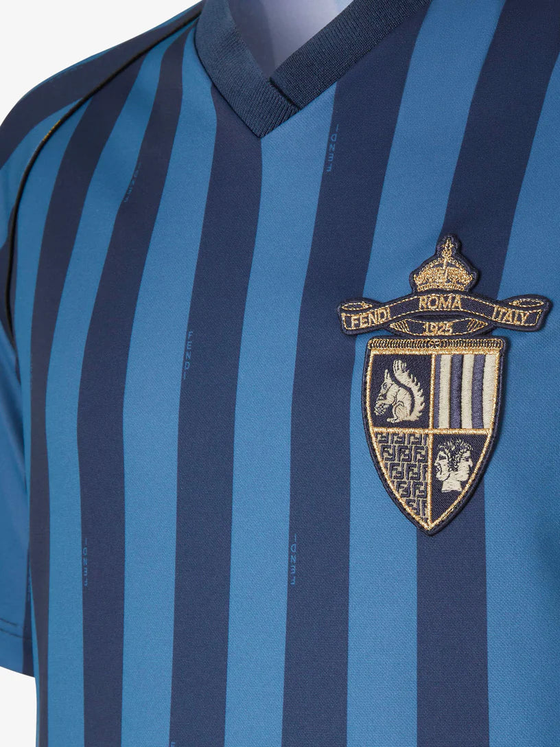 T-Shirt Blu Scritte e Scudetto Fendi