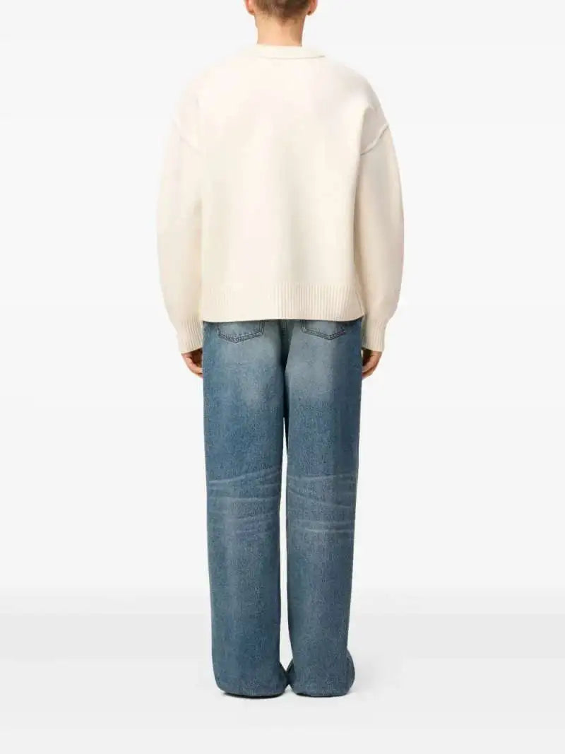 Maglia Bianca in Lana Cuore Nero Ami Paris