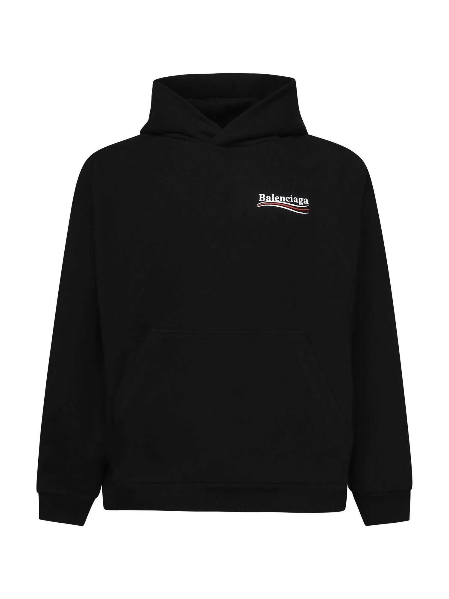 Felpa Nera con Cappuccio Logo Scritta Retro Balenciaga