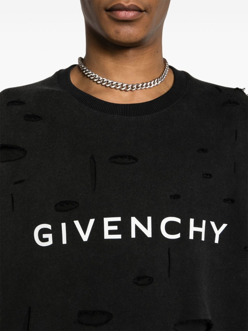 FELPA NERA DETROYED CON SCRITTA LOGO GIVENCHY