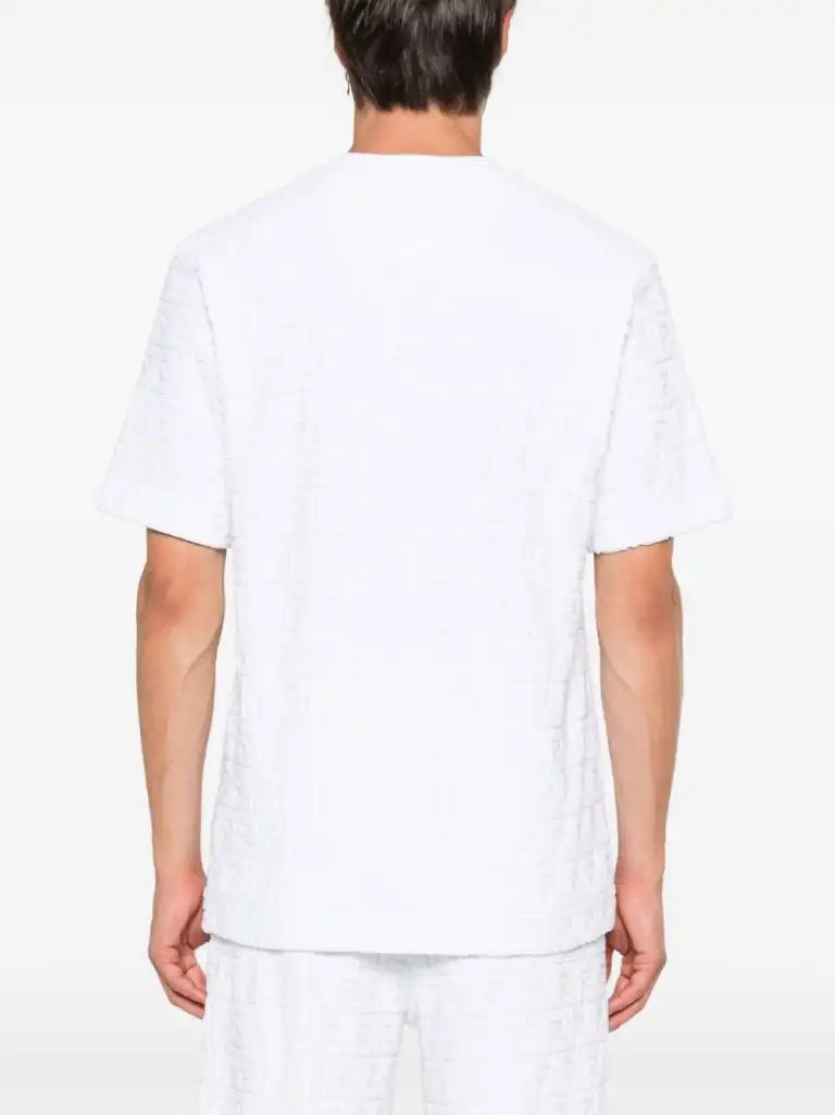 T-Shirt Bianca in Spugna Logo All Over Fendi
