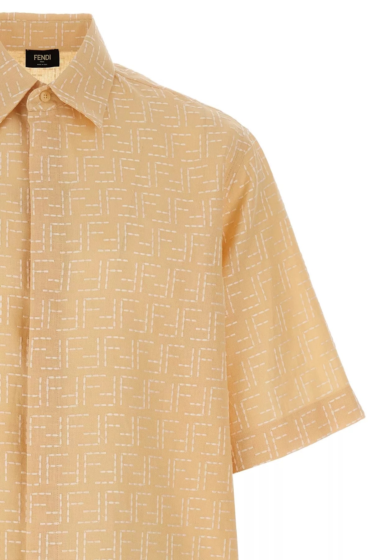 Camicia Gialla Logo All Over Fendi