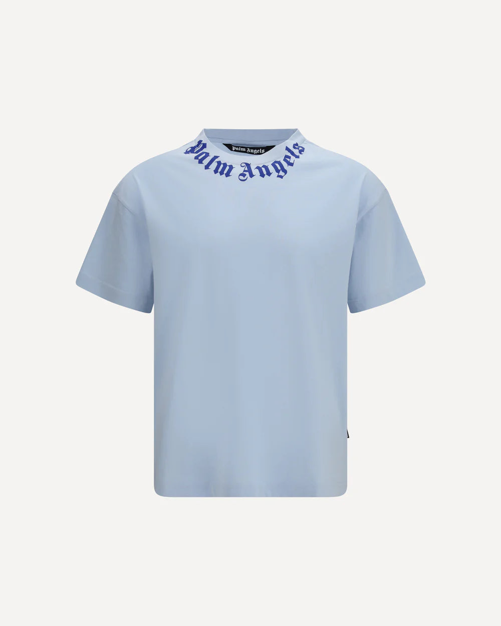 T-Shirt Azzurra Logo Scritta Collo Palm Angels