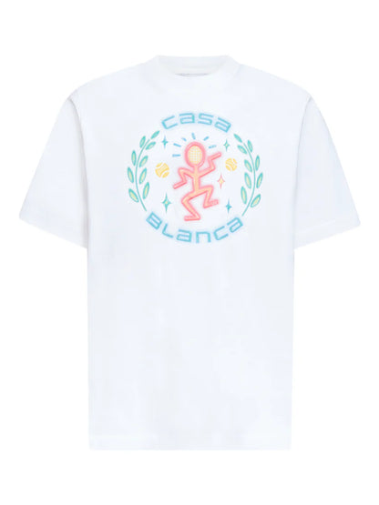 T-Shirt Bianca Stampa Omino Logo Casablanca