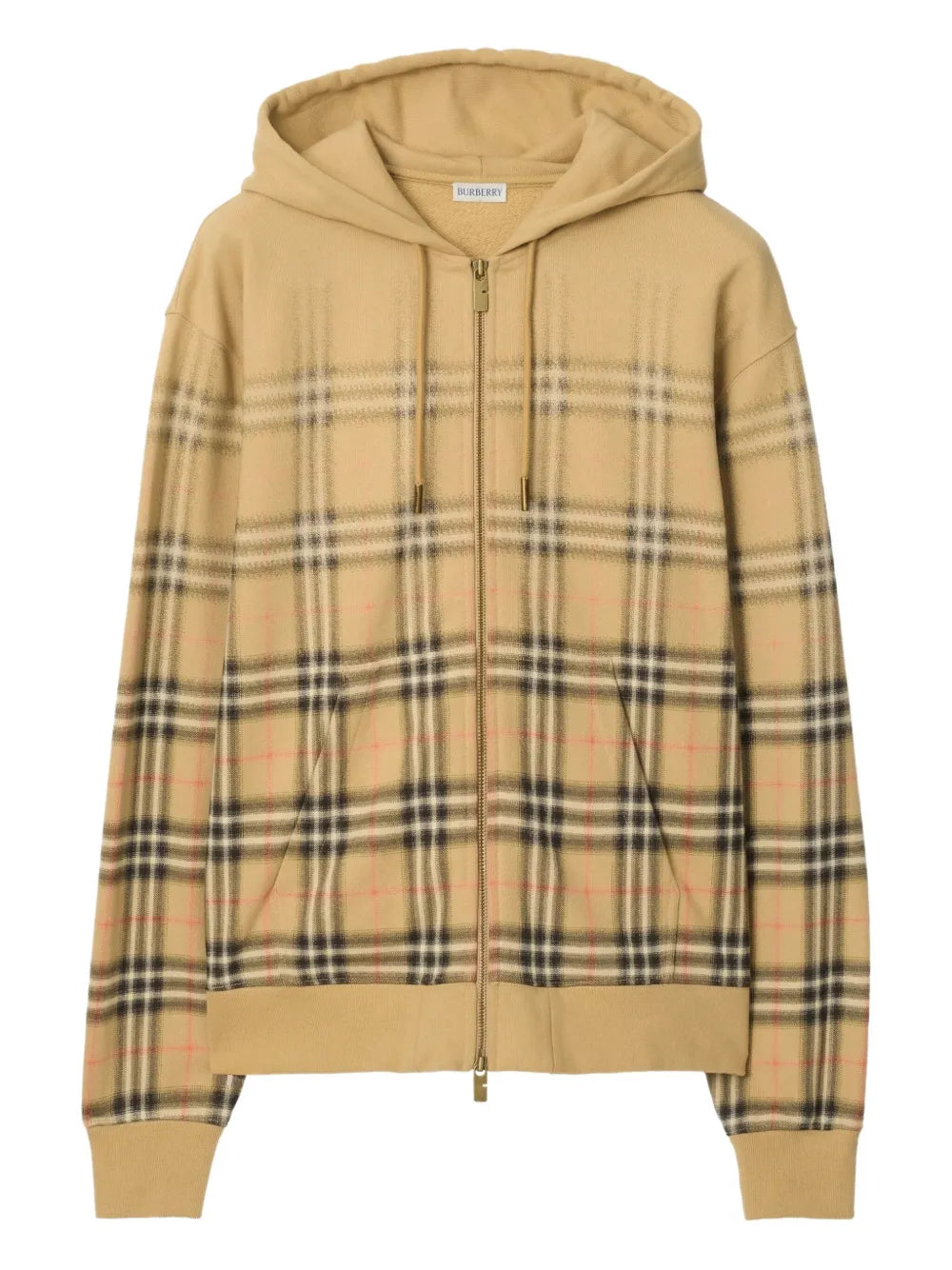 Felpa Check Classic All Over con Zip e Cappuccio Burberry