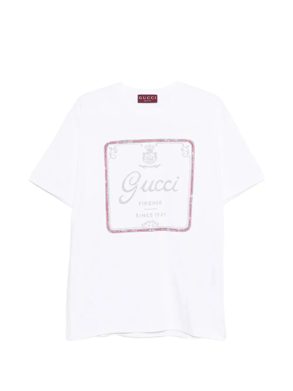 T-Shirt Bianca Scritta Corsivo Gucci Firenze